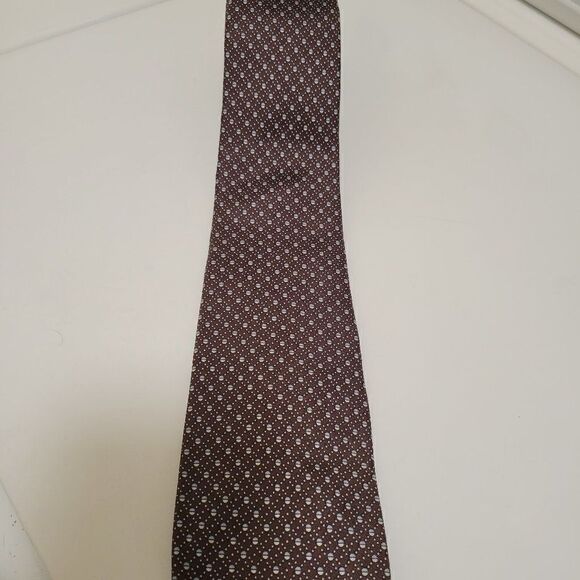 Christian Dior 100% Silk Tie Brown Diamond Minimalist Print Men Unisex. 28 inc - Picture 1 of 4